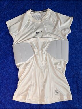 Men's Nike Pro Core Hyperstrong 2-Pad Compression Shirt Top Football White Sz XL